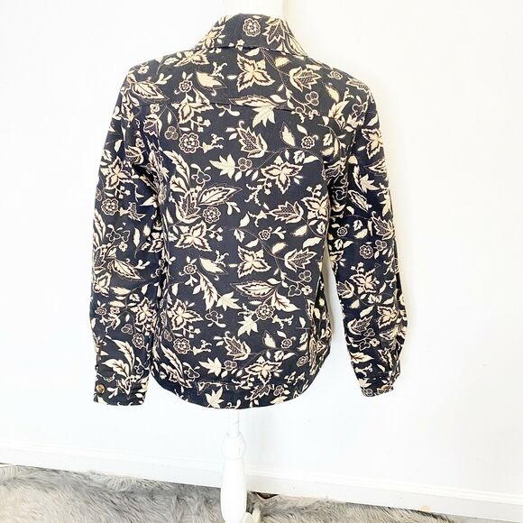 Appleseeds Women’s Tapestry Floral blazer bomber Jacket Button Brown denim M - Picture 5 of 12